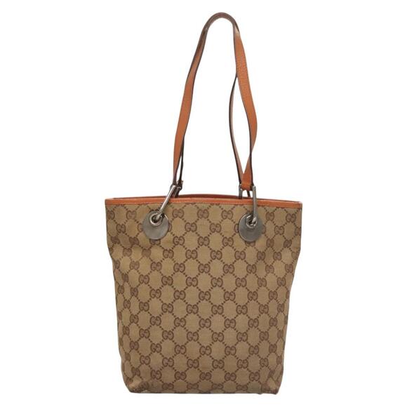 GUCCI GG Canvas Tote Bag Beige Silver - Picture 3 of 13